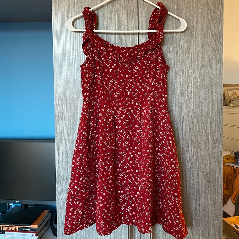 Red floral dress